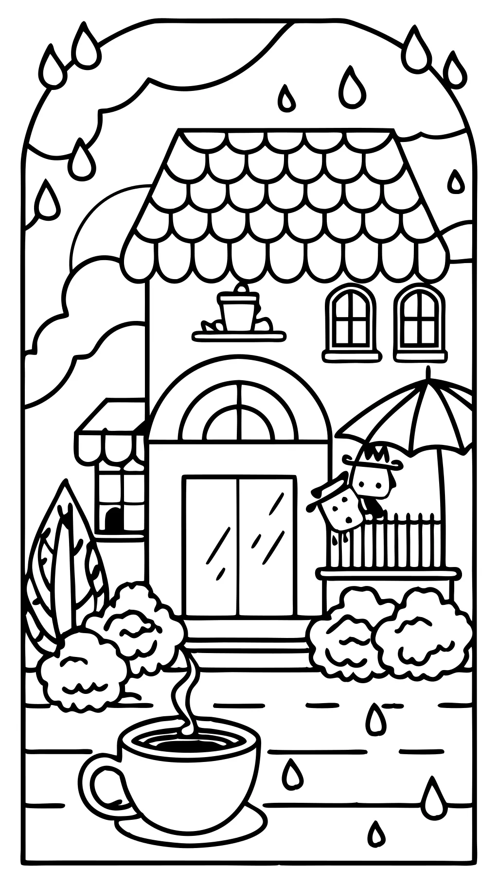 rainy day coloring page